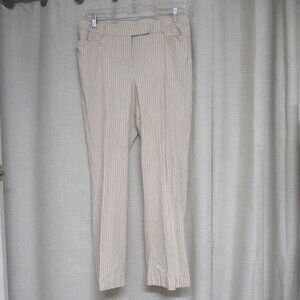LANE BRYANT tan beige striped linen blend pants